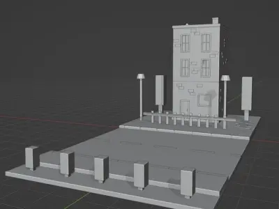 simplistic building red house Free low-poly 3D model