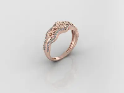 Women Ring Fancy Rings With Stone STL 3DM Render Printable 3D print model purchase