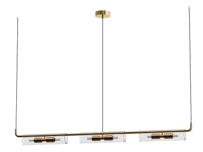 lucina-long modern light fixture with brass and clear glass 3D model