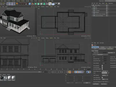 cartoon country cottage Low-poly 3D model