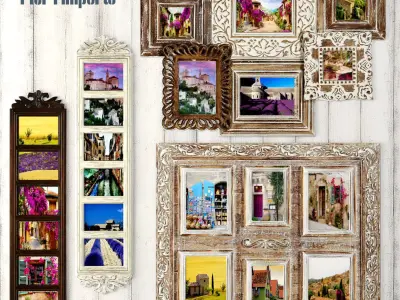 Paintings Collection 3D 7 wooden frame 3D model