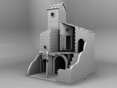 HOUSE-3 building with stairs 3D model