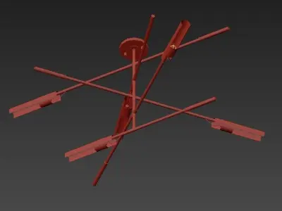 Koben light fixture with four metal rods 3D model