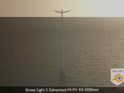 Street Light 2 Galvanized F4 M1 K0 4500mm Low-poly 3D model