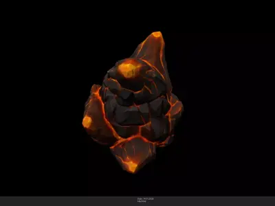 Stylized Lava Rock Game Ready - AI Low-poly 3D model