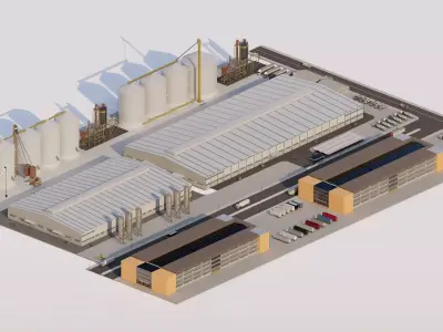 Industrial Factory-Factory building  3D model