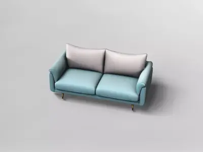 Modern Elegant Two-Seater Sofa with Cushioned Backrest 3D model