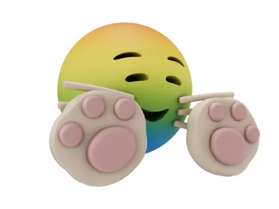 Cat Smiling Face With Cat Paw Emoji v1 006 Low-poly 3D model