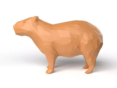Capybara Low Poligonal Low-poly 3D model
