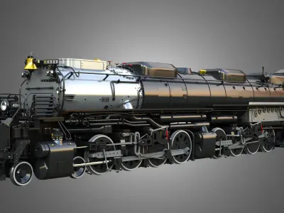 Big Boy 4014 - Steam Locomotive With Coal Wagon 3D model