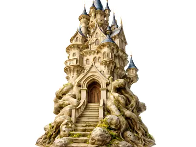 Elven Tree Castle STL  Fantasy Castle on Ancient Roots  3D print 3D print model