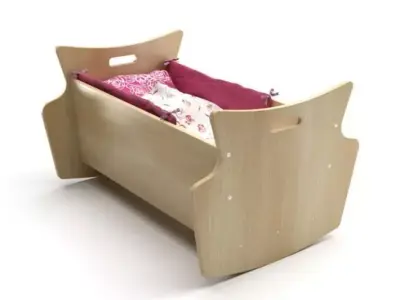 Wooden Baby Bed 3D model