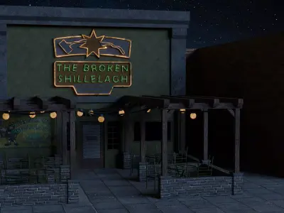 The Broken Shillelagh pub restaurant from Saints Row 3 Low-poly 3D model