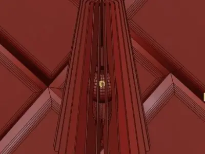 Headboard brick wall with two lamps 3D model