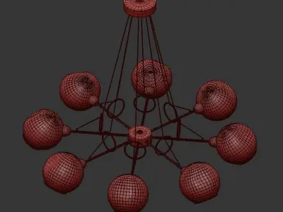 AMBER brass chandelier with glass shades 3D model