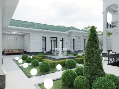 Two-story villa Facade design 3D model