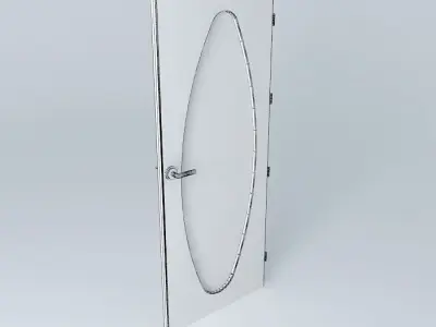 Letter O 3D door very detail with glass lock and hinger Free 3D model