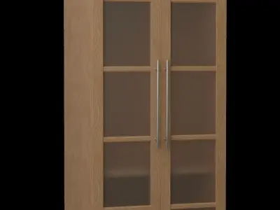 Cupboard wooden closet with glass doors 3D model