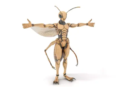 Insectoid Humanoid Robot Model Pack Low-poly 3D model