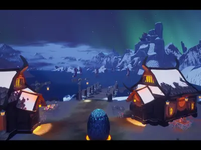 Stylized Ice Dragon Village - UE5 Low-poly 3D model