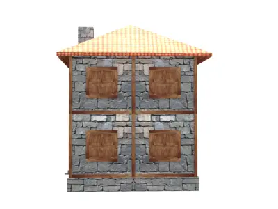 medieval house low poly village town residential house  69 Low-poly 3D model