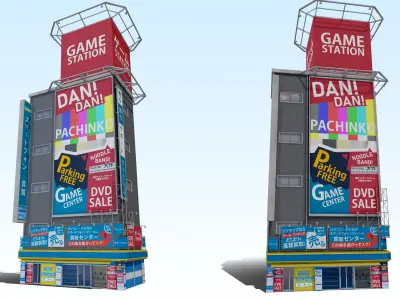 Tokyo Akihabara building 001 Low-poly 3D model