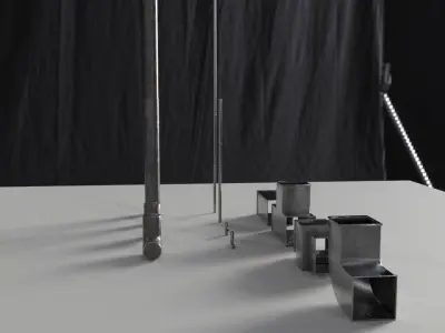 Modular industrial pipeline PBR Low-poly 3D model Low-poly 3D model