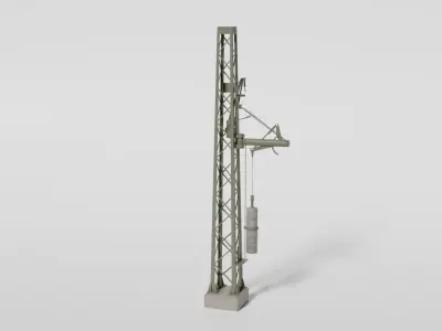 Railtrack wire compensator mast Low-poly 3D model