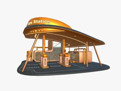 SciFi Gas Station A04 Orange - Sci Fi Exterior Design Low-poly 3D model