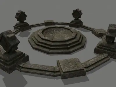 temple 1 stone circle with stones Low-poly 3D model