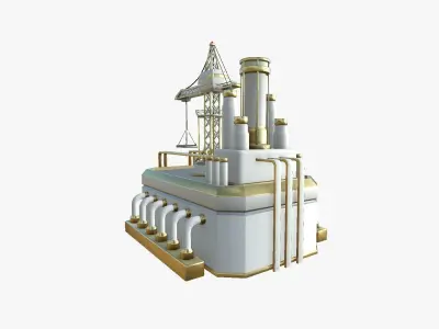 SciFi Factory A11 Gold - Sci Fi Exterior Design Low-poly 3D model