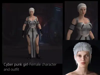 Cyber punk girl-Female character and outfit 3D model