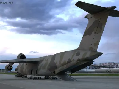 Strategic Military Freighter Aircraft in Camouflage Livery with Interior Rigged 