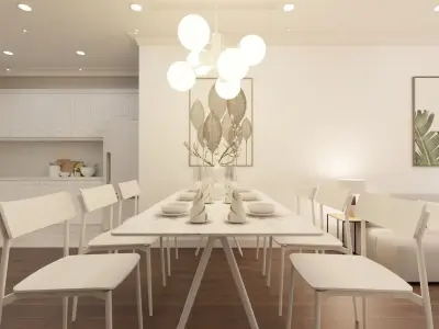 Stylish Living Room Interior Design Scene 3D model