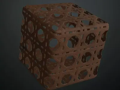 Vertical Bamboo Octagonal Weave PBR Seamless Texture