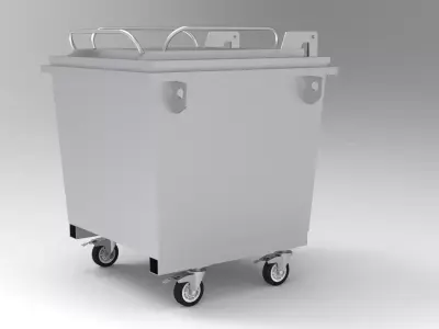Large Wheeled Garbage Bin 1100L with Lid 3D model