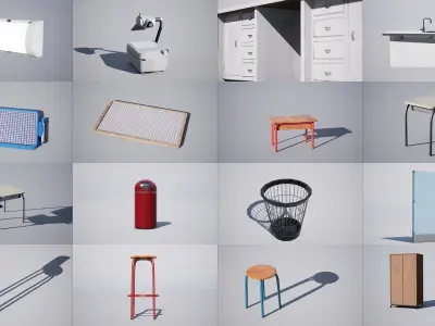 High School asset bundle 3D Model Pack