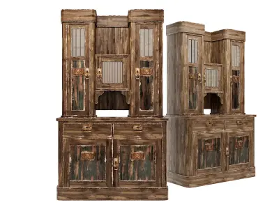 Old sideboard with brass inserts 3D model