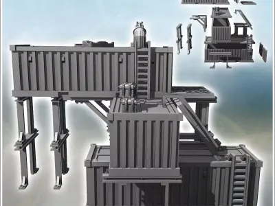 Large observation post with three containers multiple access poi 3D print model