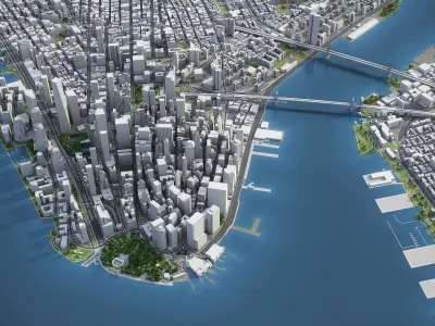 New York - Lower Manhattan Low-poly 3D model