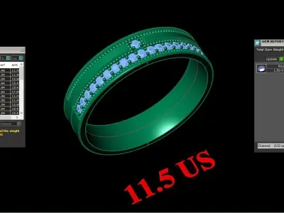 Light Gold Diamond Men Ring 2MR060 3D model