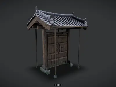 Korean Traditional House Hanok Door 03 Low-poly 3D model