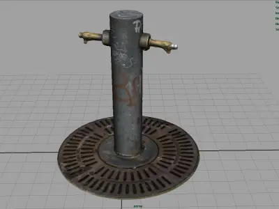 Fountain old water jug with graffiti Low-poly 3D model