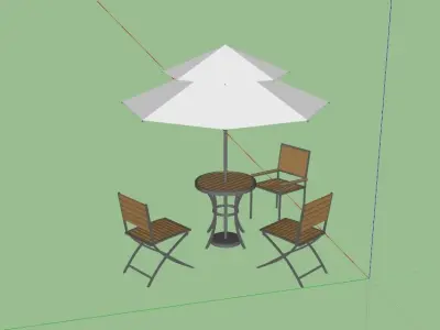 The parasol table and chairs with umbrella Free 3D model