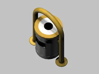 Yellow closed cage type trash can Low-poly 3D model