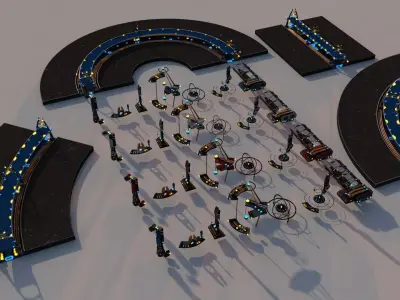 Sci-Fi City Package Low-poly 3D model