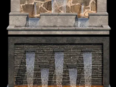 Waterfall fountains cascade 03 3D model