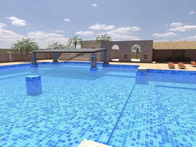 Pool exterior Low-poly 3D model