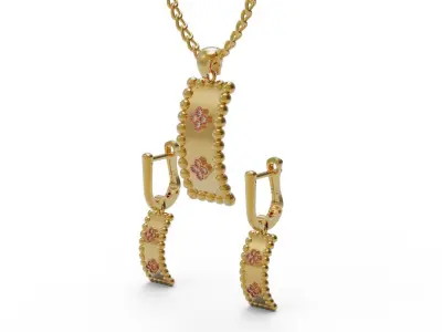 Pendant and earrings 3D print model