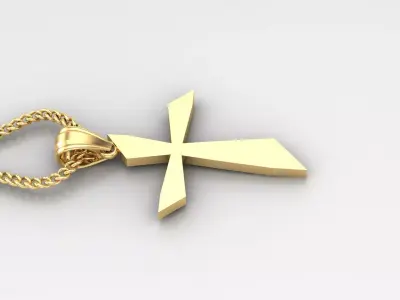 Light Gold 18K Cross Pendant 1CP090 3D print model buy